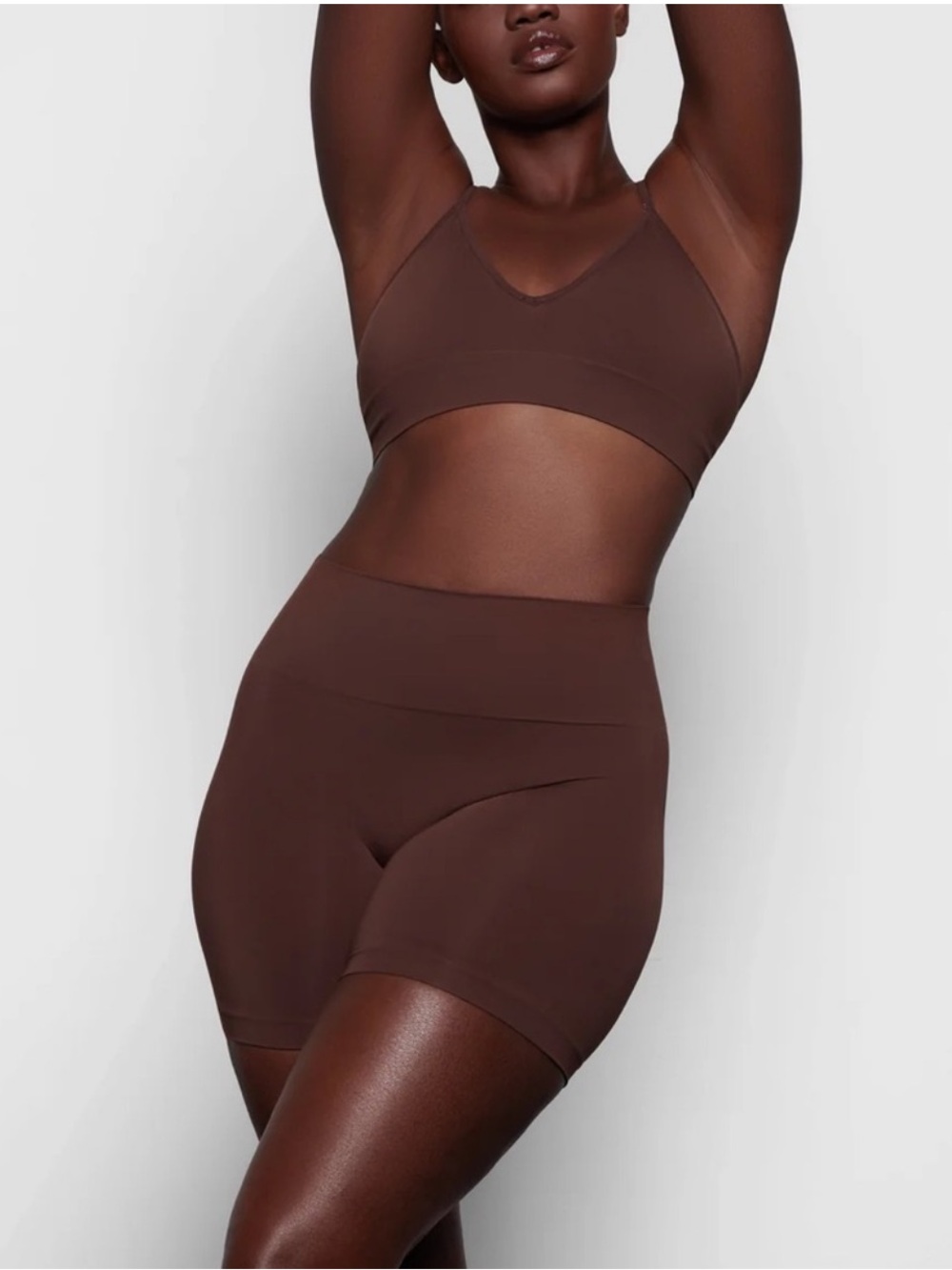 SKIMS SOFT SMOOTHING SEAMLESS BRALETTE + SHORT BUNDLE COCOA SMALL